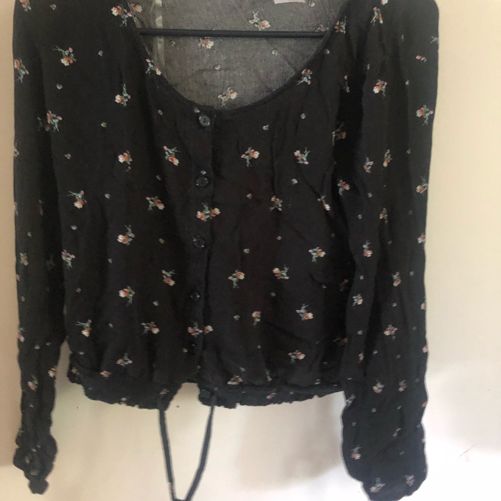Floral black long sleeve shirt